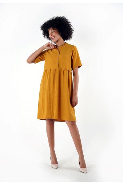 ALEXANDERGARDI Rochie confortabilă cu guler cu nasturi - B24-384 00