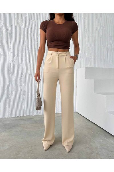 RAFINERY High Waist Women's Palazzo Trousers - Pleated and Pocket, Model 69903 2401