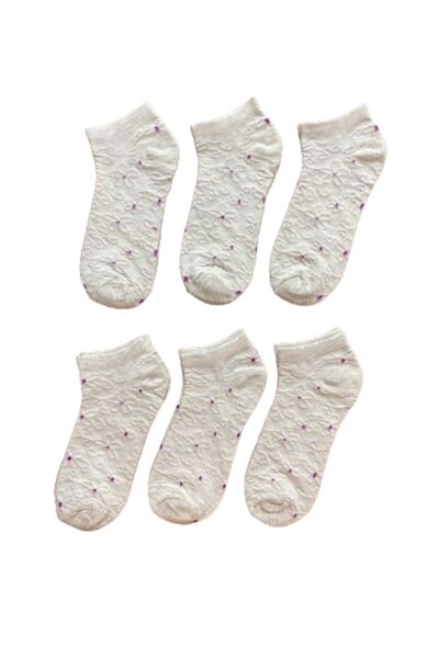 UygunHep Чифт от 6 сиви памучни висококачествени чорапи до глезена с флорален...