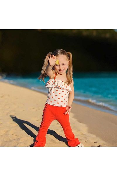 BEBEĞİME ÇORAP Ribbed Waist Elastic Spanish Leg Trousers