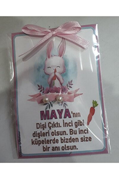 Büşra Süsleme İncili Küpe Tavşanlı Diş Buğdayı Hediyeliği 25'li Kız