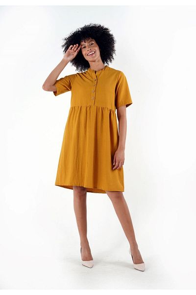 ALEXANDERGARDI Rochie confortabilă cu guler cu nasturi - B24-384 00