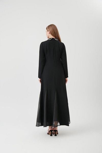 FİSTANBUL Stone Detailed Emeral Evening Dress