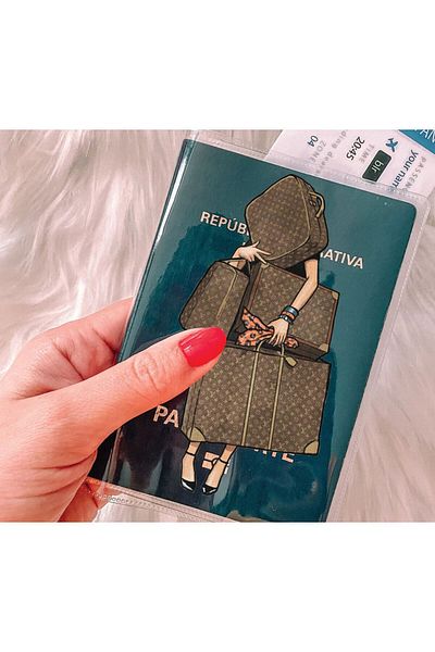Cekuonline Transparent PVC Printed Compatible with Country Passports - Pocket Passport Case Cover LV