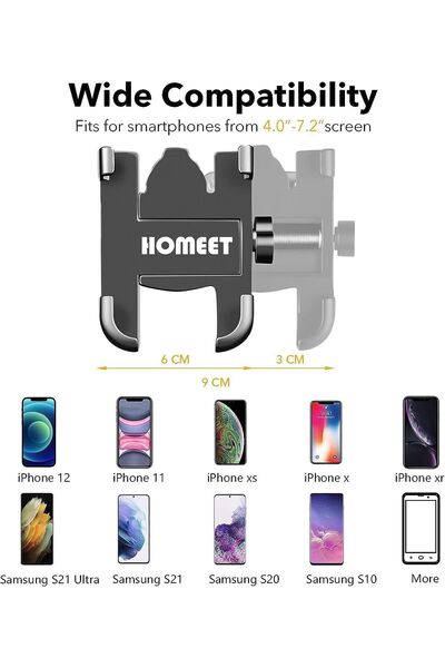 Asfal Metal Ayna Bağlantılı Motosiklet Scooter Telefon Tutucu 360° Dönen Motosiklet Cep Telefonu Tutucu