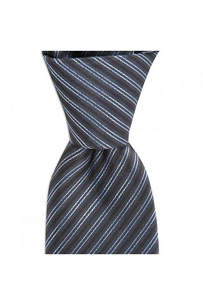 1001 Kravat Dark Gray Striped 7.5 cm Wide Silk Tie