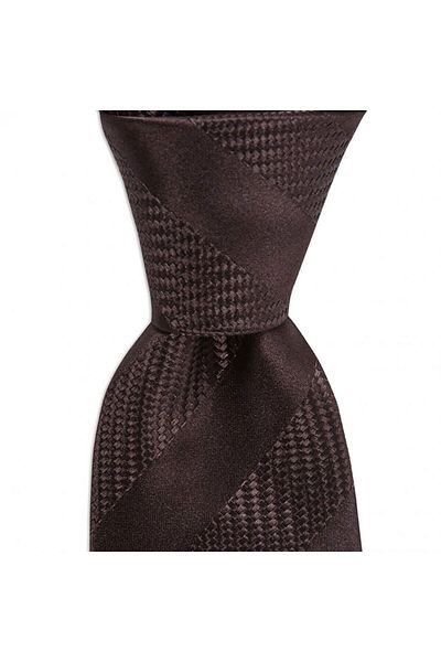 1001 Kravat Brown Striped 8 cm Wide Silk Tie