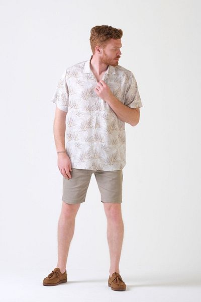 SÖR BÜLEND Cream Leaf Patterned Summer Shirt