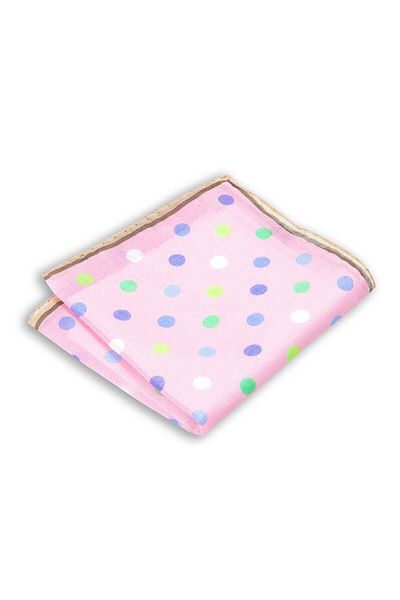 1001 Kravat Patterned Pink Colored 33x33 Cm Cotton Pocket Handkerchief