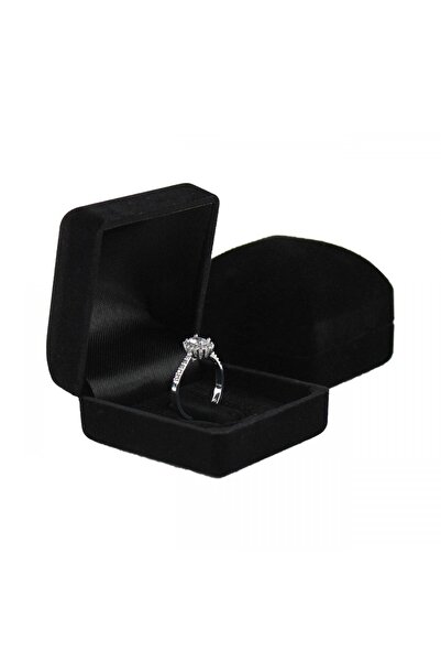 BURAKKUTU Kadife Siyah Tırnaklı Yüzük Kutusu 1 Adet