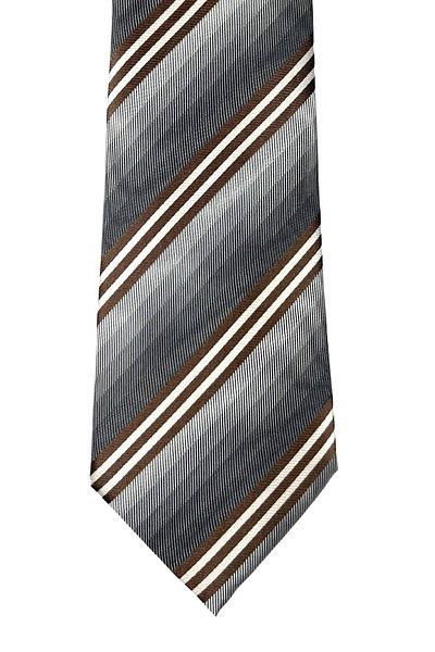 1001 Kravat Gray Striped 7.5 cm Wide Silk Tie
