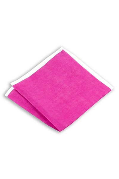 1001 Kravat Fuchsia Colored Linen Pocket Handkerchief in 33x33 cm Sizes