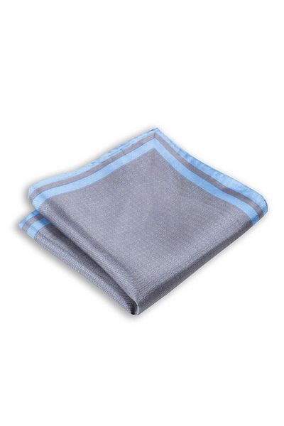 1001 Kravat Dark Grey Patterned 33x33 cm Silk Pocket Handkerchief