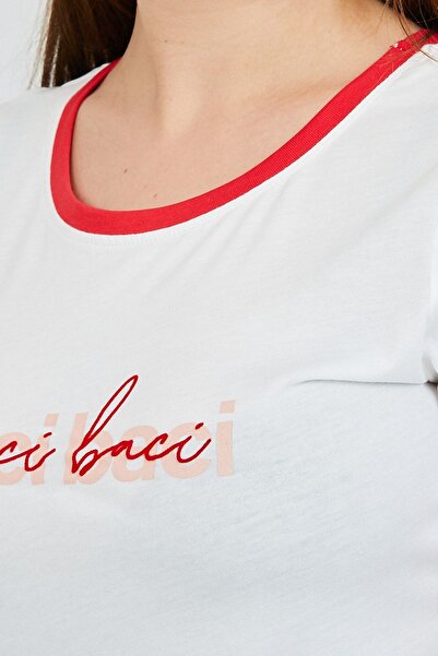 Kallisto Ecru Crew Neck Διπλό μανίκι Πτυσσόμενο Basic