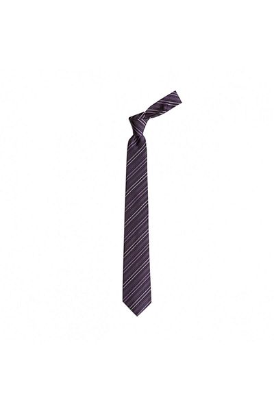 1001 Kravat Purple Striped 7.5 cm Wide Silk Tie