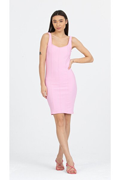 Kallisto Розова османска мини рокля с тясна кройка