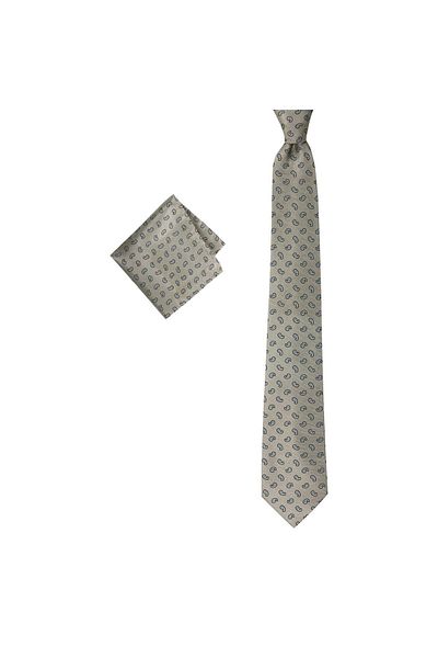 1001 Kravat Men's Green Colored 8 cm Wide Tie with Handkerchief