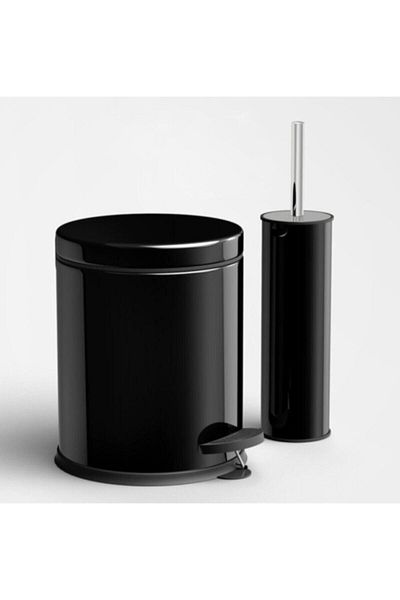 LeesHome Σετ βούρτσας καθίσματος τουαλέτας Lapush Black 3 Lt Pedal Dustbin