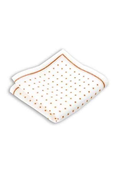 1001 Kravat Beige Patterned Linen Pocket Handkerchief in 33x33 cm