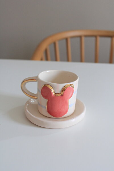 sukupotCeramics Fare Dekorlu Altınlı El Yapımı Fincan