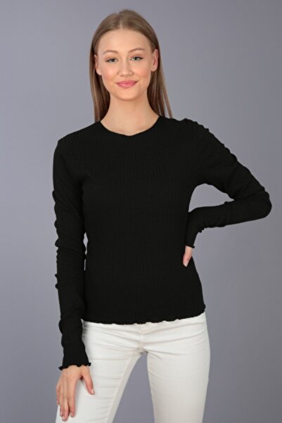 Kallisto Μαύρη μπλούζα καμιζόλ με λεπτομέρεια Overlock