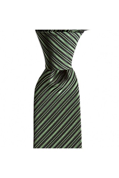 1001 Kravat Green Striped 7.5 cm Wide Silk Tie