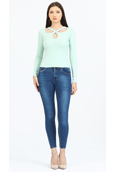 Kallisto Μέντα μακρυμάνικη μπλούζα με λεπτομέρεια κοπής