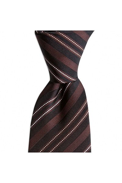 1001 Kravat Brown Striped 7.5 cm Wide Silk Tie