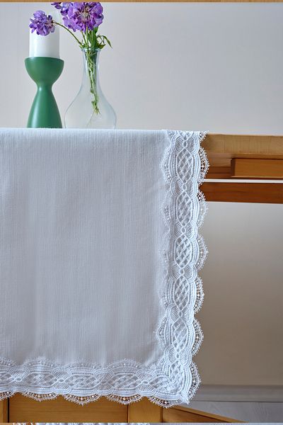 Nazik Home 40x140 cm Asel Lace Ανθεκτικό Runner