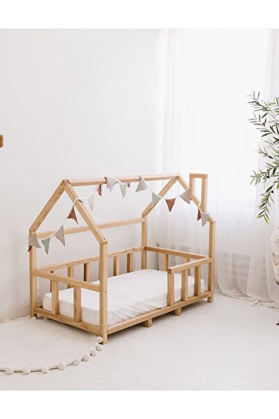 TALASCH Doğal Çocuk Ahşap Beşik Ranza Yer Yatağı Oyun Evi Talasch Naturel Series