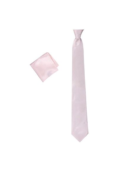 1001 Kravat Thin Orange Striped 8 cm Wide Tie with Handkerchief