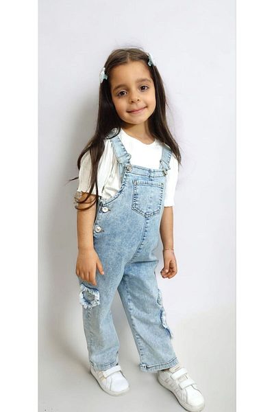 Bahar Girl's Salopecie - Heart Detailed Jeans