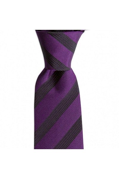 1001 Kravat Purple Striped 7.5 cm Wide Silk Tie