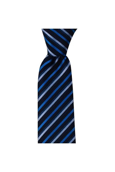 1001 Kravat Men's Navy Blue Striped 7.5 cm Wide Silk Tie