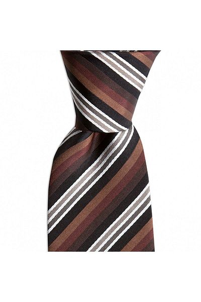 1001 Kravat Brown Striped 7.5 cm Wide Silk Tie