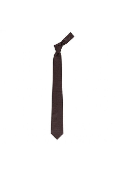 1001 Kravat Brown Patterned 7.5 cm Wide Silk Tie