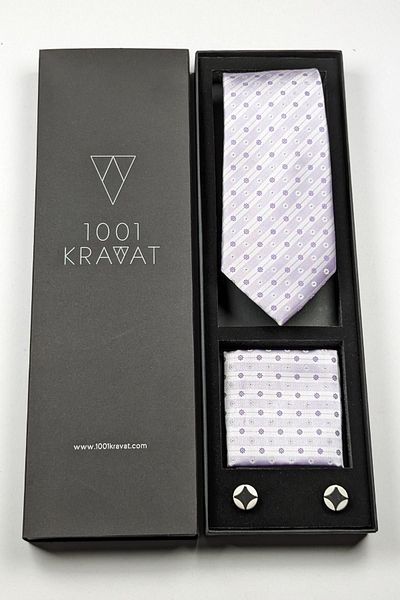 1001 Kravat Men's Gift Set with Handkerchief, Tie and Cufflinks