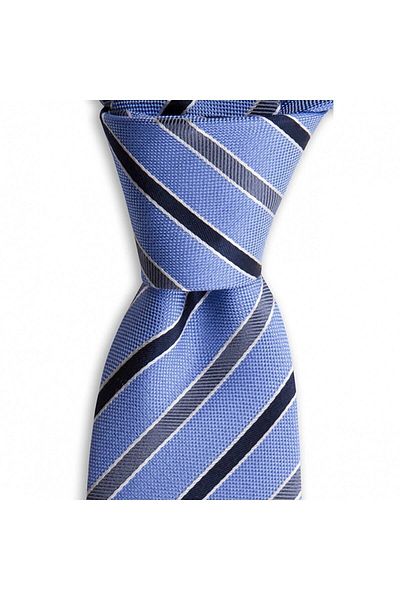 1001 Kravat Light Blue Striped 7.5 cm Wide Silk Tie