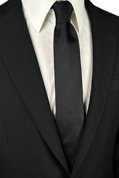 1001 Kravat 6 cm Wide Black Silk Men's Graduation Tie