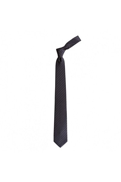 1001 Kravat Dark Gray Striped 7.5cm Wide Silk Tie