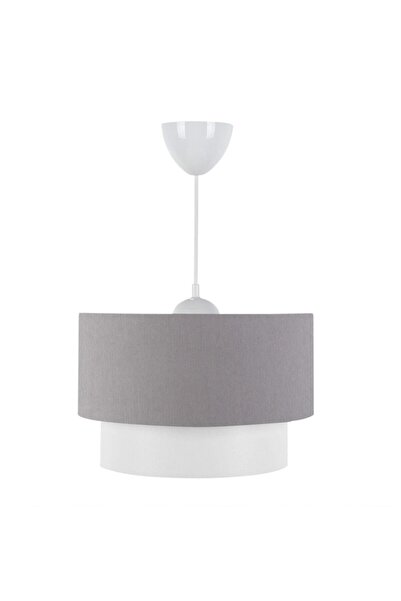 HOMİNG Anthracite Chandelier and Lara Chrome Cake Single Lampshade Set - Ayd-2643