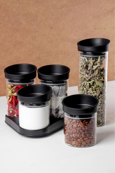 HOMENIVA Rena Glass Spice Set with Rotary Stand