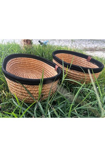 Türkmen Ev Tekstil Σετ Καλαθιού Μαύρης Γιούτας 2 τεμαχίων - Organizer και Organizer