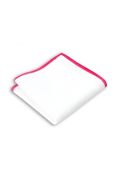 1001 Kravat Linen Pocket Handkerchief with Red Edge Stripes 33x33 cm Sizes