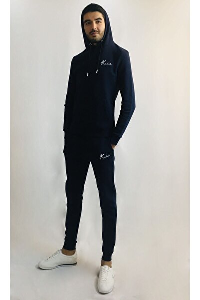 Kallisto Navy Blue Ανδρική φόρμα με 3 κλωστές, βαμβακερή φόρμα / 8006-7007