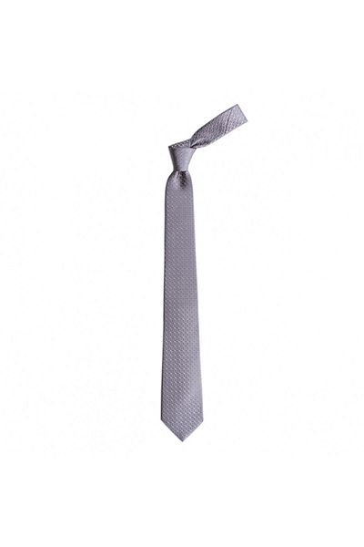 1001 Kravat Gray Patterned 7.5 cm Wide Silk Tie