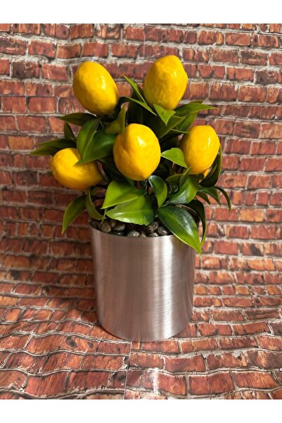 DAYS زهرة الليمون الاصطناعية في وعاء معدني