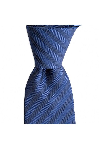 1001 Kravat Navy Blue Striped 7.5 cm Wide Silk Tie