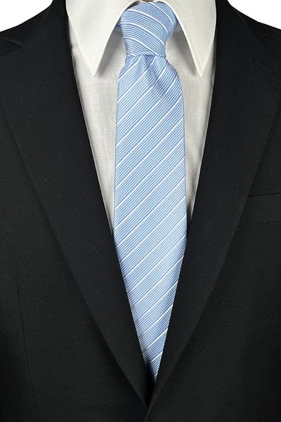 1001 Kravat Light Blue Striped Classic Tie Design