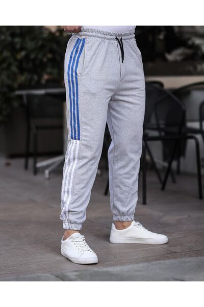 Tex Republic Gray Men's Sporty Sweatpants - Elastic Leg and Stripe Detail